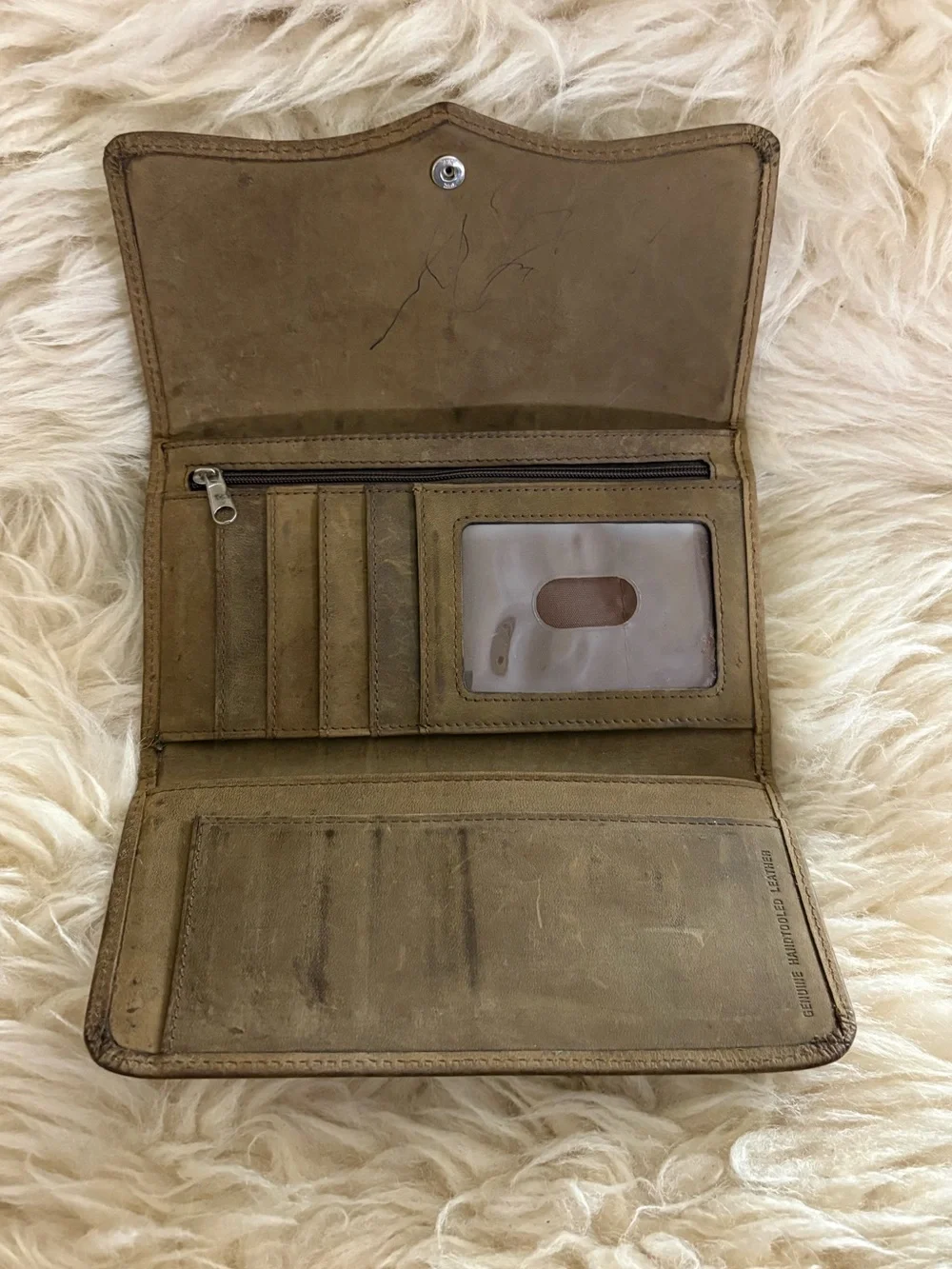 Western Star Cowhide Embossed Brown Leather Tri-Fold Wallet